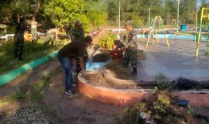 Pembersihan Taman Al-Buruuj, Dandim Namlea Letkol Nur Fujianto ; Pentingnya Menjaga Kebersihan